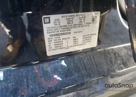 2016 Chevrolet Tahoe K1500 Lt из США, поврежденный, VIN 1GNSKBKC2GR320150